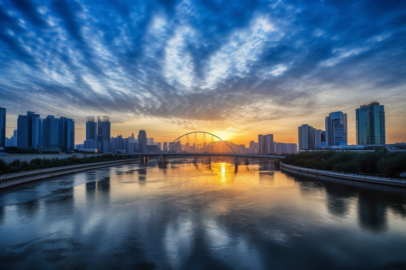 日落前的城市江水岸边景色,高清,摄影图,摄影图片,图片大全,摄影图免费下载
